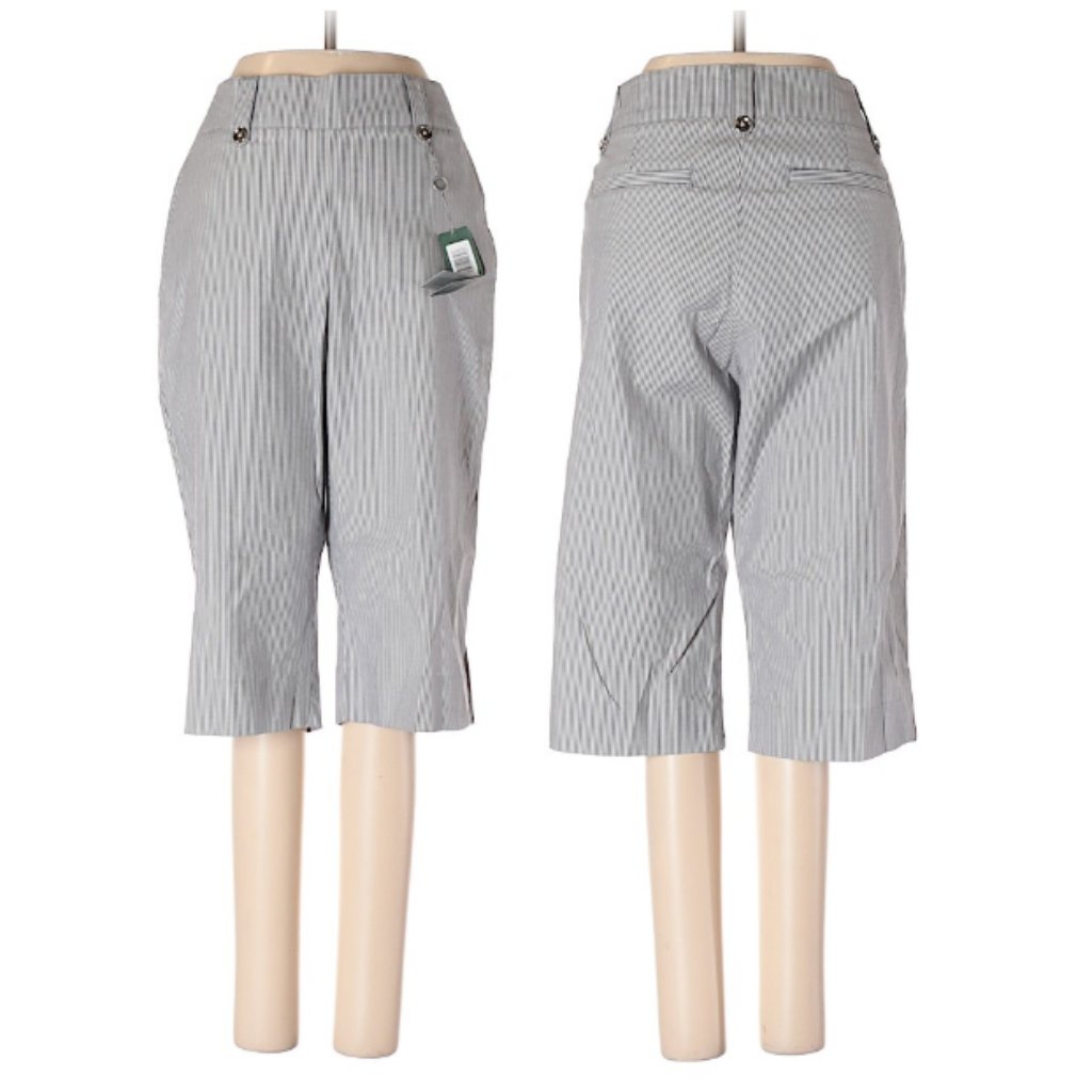 $124 Bobby Jones Cropped Cotton Striped Pedal-Pushers
